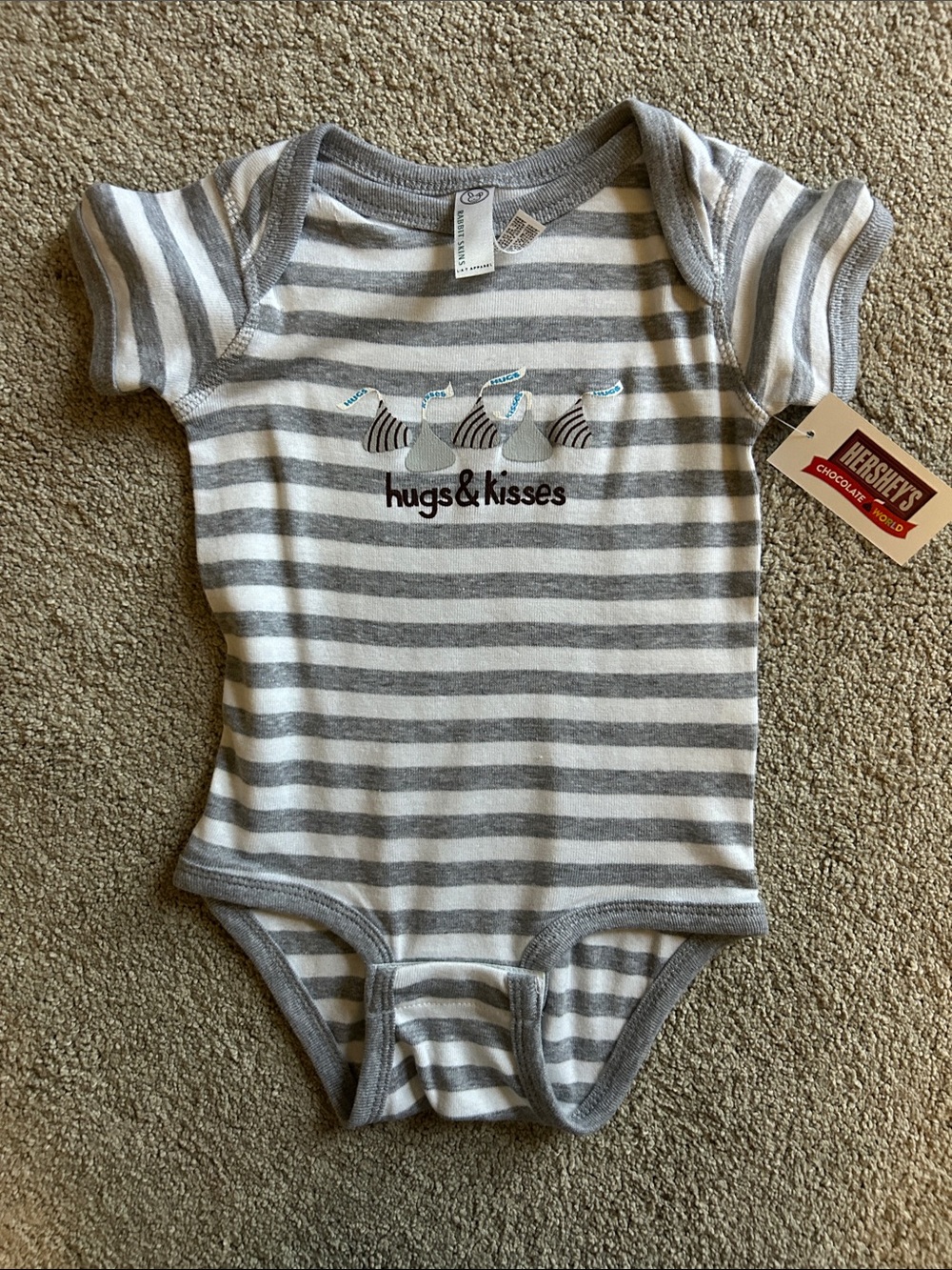 Rabbit Skins Gray & White Striped Hugs & Kisses One-Piece